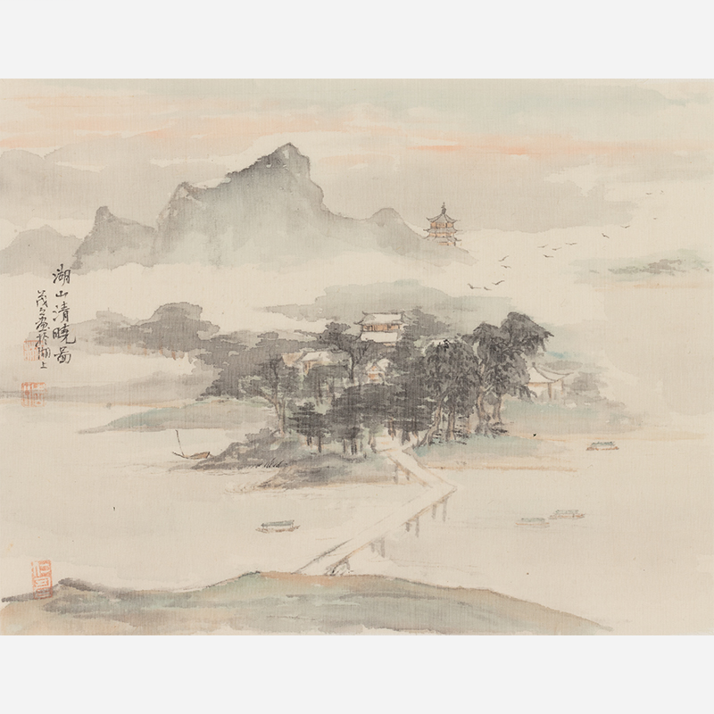 Serene Village by the Tranquil Lake - 10.24 x 9.06" - Sigurai