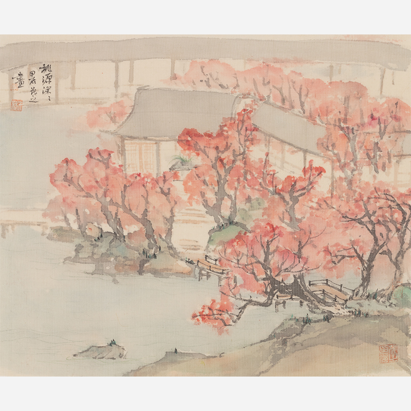 Cherry Blossoms by the Serene Lake: Timeless Beauty - 10.24 x 9.06" - Sigurai