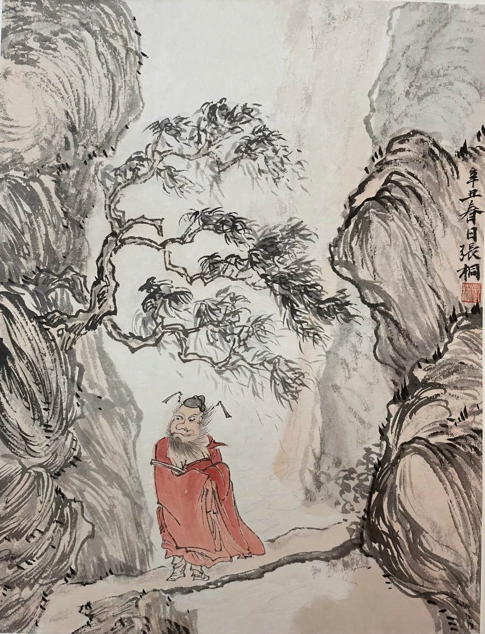 Hand-painted authentic vertical painting of Zhong Kui for the living room entrance hall decoration