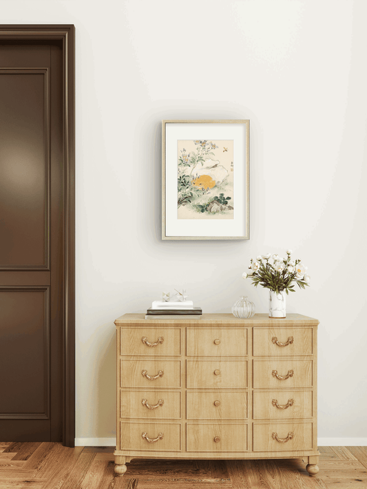 Harmony in Nature: Frog and Flowers - 9.84 x 13.78" - Sigurai