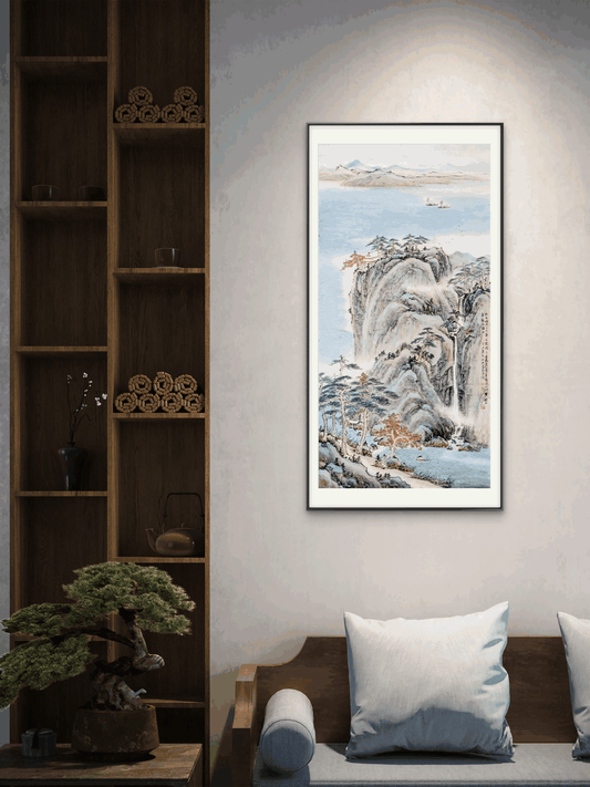 Beautiful scenery of mountains and rivers - 54.72 x 26.77" - Sigurai