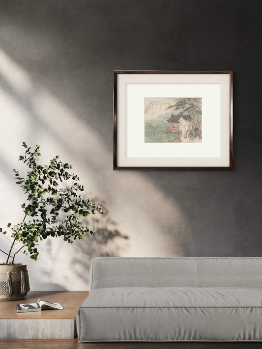 Serene Pavilion by the Tranquil Lake - 10.24 x 9.06" - Sigurai