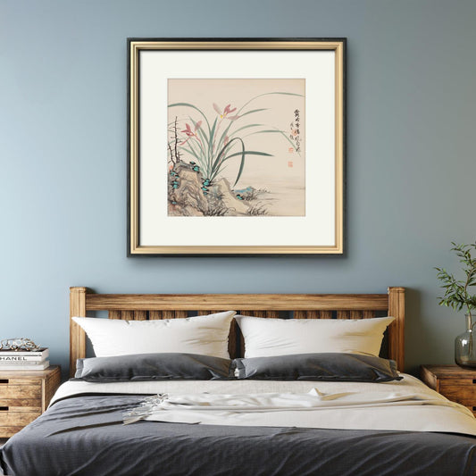 Asian Oriental Wall Art Canvas Prints - Chinese Painting Pictures for Bedroom Aesthetic Decor - Set of Artwork for Living Room Wall Decoration