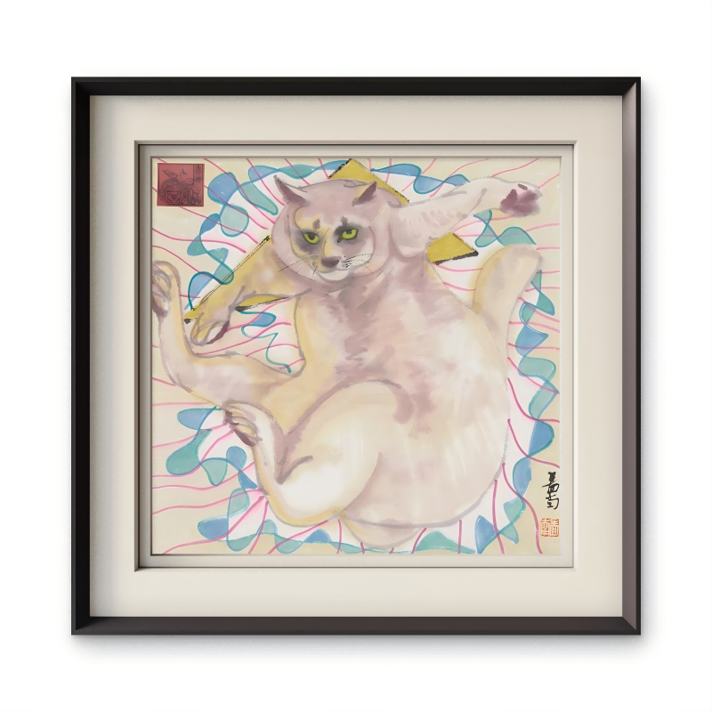 Modern simple white cat children's room decoration painting