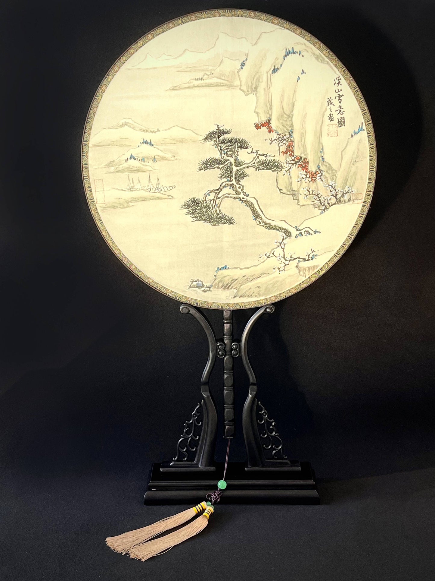 Large Antique Chinese Hand Held Bamboo Fan For Sale