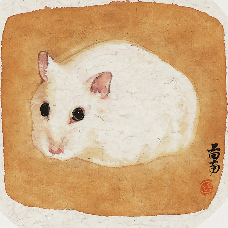 Charming White Hamster in Traditional Chinese Style - Sigurai