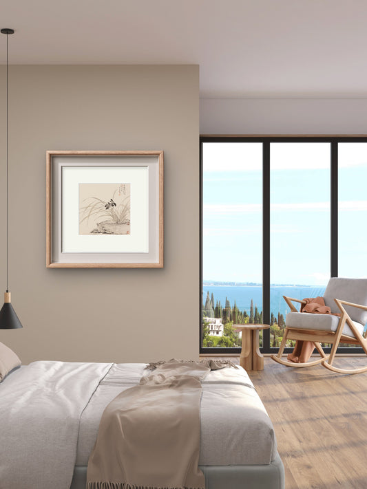 Asia Vintage Oriental Black Orchid Decor Wall Art