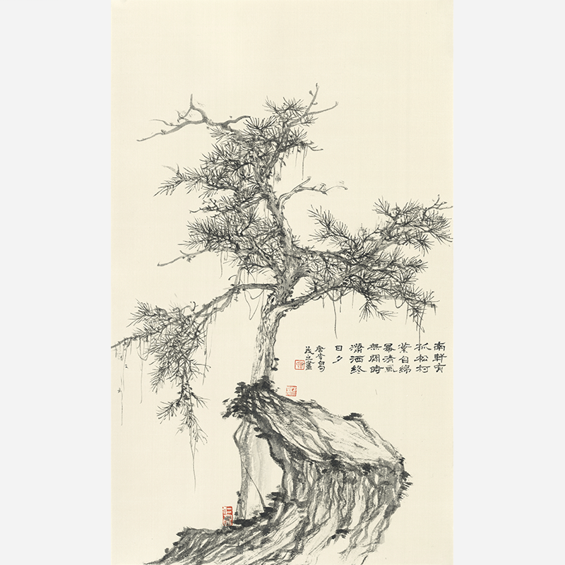 Traditional Chinese Ink Painting of Pine Trees, Study Wall Art, Painted with Traditional Craftsmanship - Sigurai