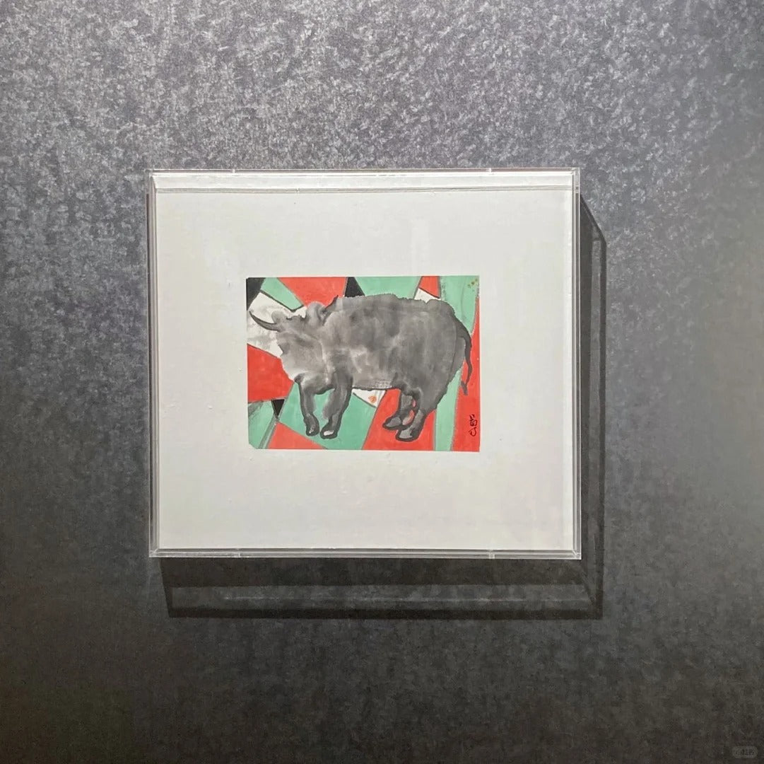 Chinese Zodiac Ink Brush Painting Quiet Ox for Sale