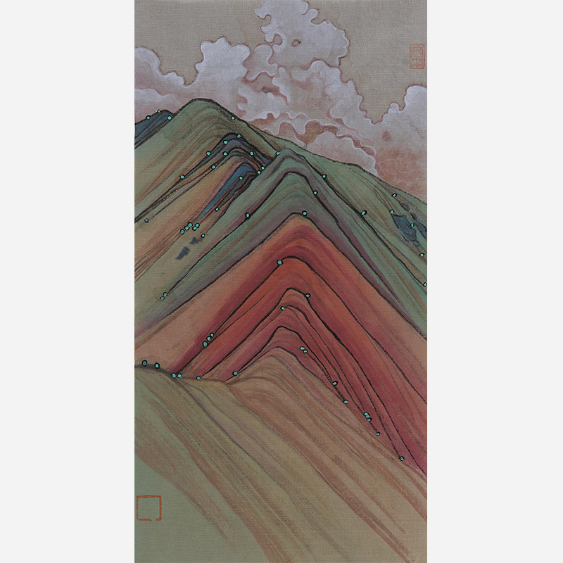 Hand-painted colorful ink paintings, blending traditional Eastern landscape painting with Western Impressionism