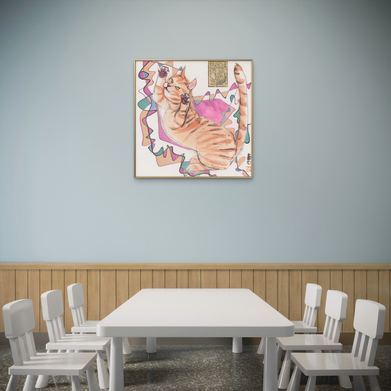Modern simple cat children's room living room restaurant decorative painting