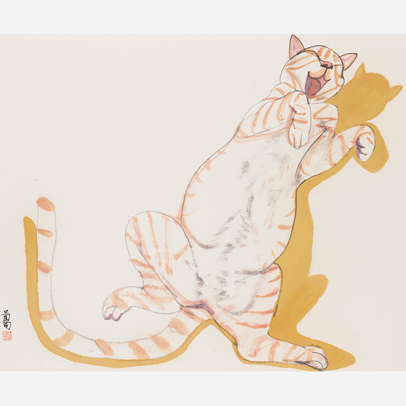 Contemporary Original Canvas Wall Art Orange Cats