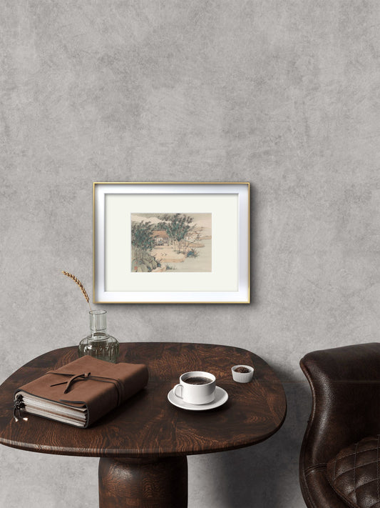 Serene Cottage by the Bamboo Lake - 10.24 x 9.06" - Sigurai