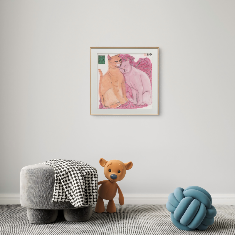 Modern simple cat children's room living room decorative painting