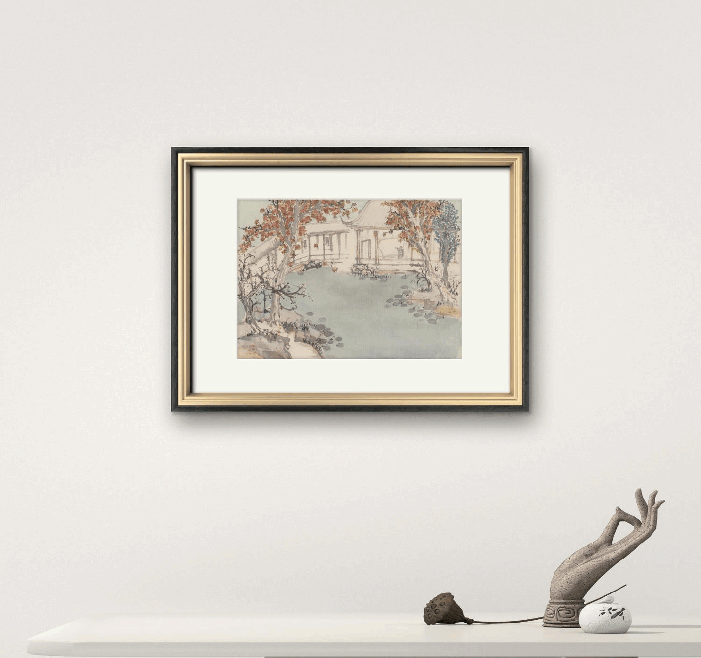 Tranquil Garden: Serenity by the Lake - 10.24 x 9.06" - Sigurai