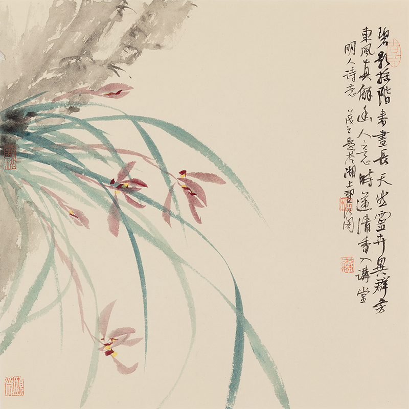 Orchids and Rock - 12.99 x 12.6" - Sigurai