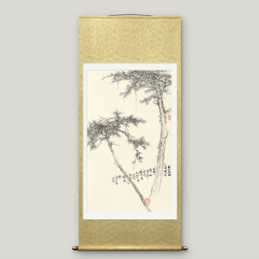 Large-size Asian-themed scroll wall hanging to cover electricity meter box