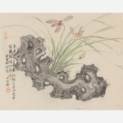 Orchids and Driftwood: Serene Beauty - 10.24 x 9.06" - Sigurai