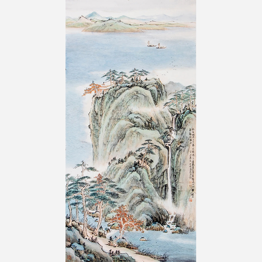 Beautiful scenery of mountains and rivers - 54.72 x 26.77" - Sigurai