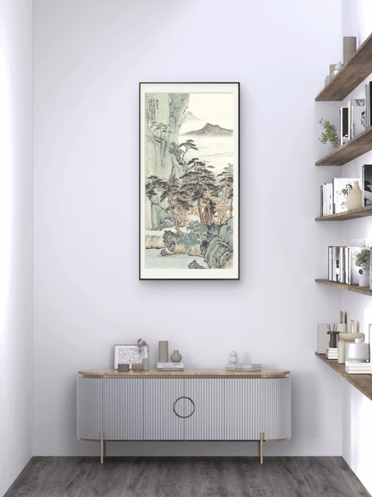 Pine Trees and Mountain Scenery - 54.72 x 26.77" - Sigurai