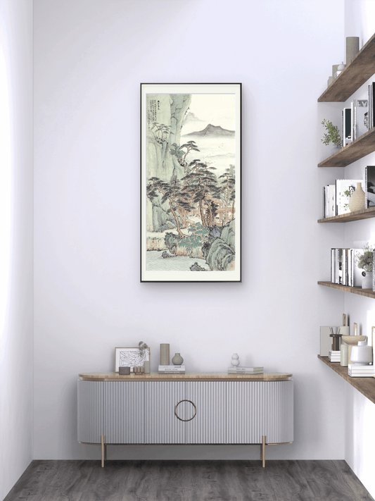 Pine Trees and Mountain Scenery - 54.72 x 26.77" - Sigurai