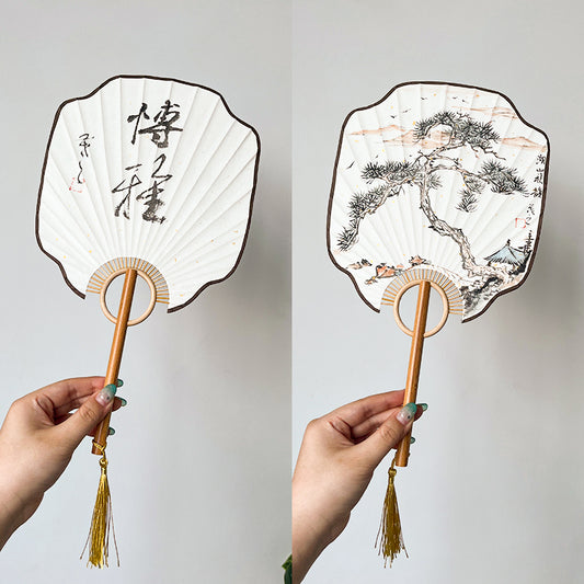 Hand Held Fan for Women Chinese Vintage Bamboo Silk Elegant for Dance Music Festival Wedding Church Decoration Party White: Decorative Folding Fans
