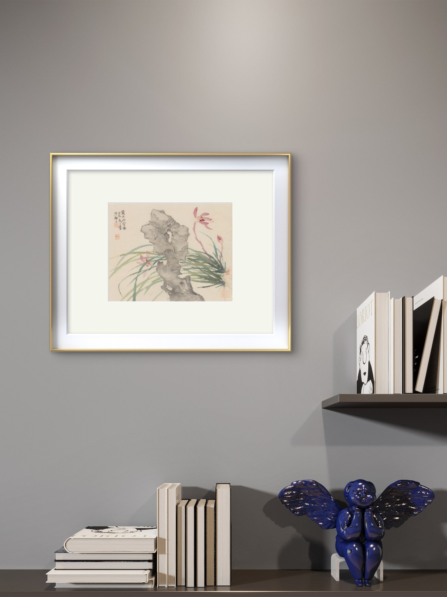 Orchids and Rock: Serene Beauty - 10.24 x 9.06" - Sigurai