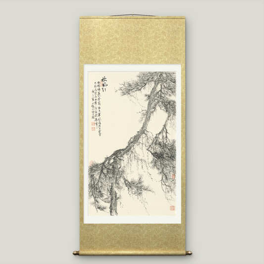 Large-size Asian-themed scroll wall hanging to cover electricity meter box