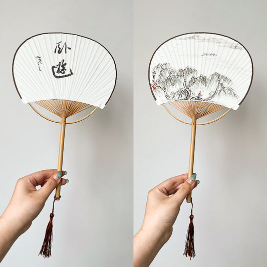 Chinese Circular Portable Mini White Fan Handheld On Sale
