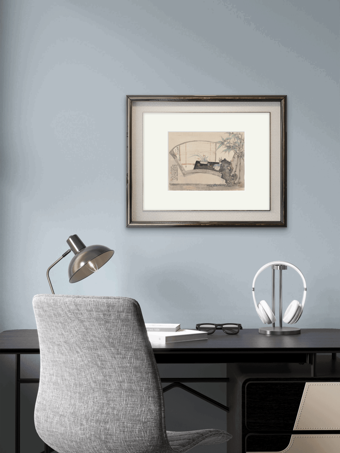 Tranquil Indoor Scene: Bamboo and Orchid - 10.24 x 9.06" - Sigurai