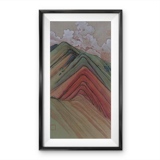 Hand-painted colorful ink paintings, blending traditional Eastern landscape painting with Western Impressionism