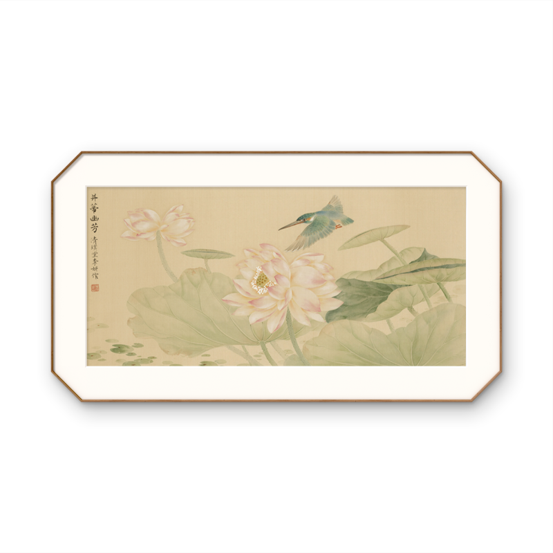 Pássaro e Flor de Lótus | 13.39 x 27.56