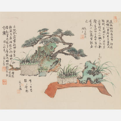 Small-sized landscape paintings with an Oriental Asian theme