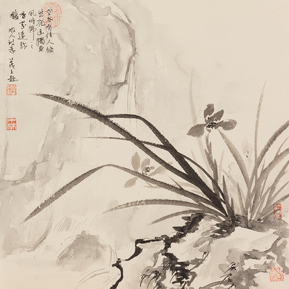 Chinese ink painting red plum blossom black and yellow decorative painting is suitable for hanging anywhere, such as living room, office, home office