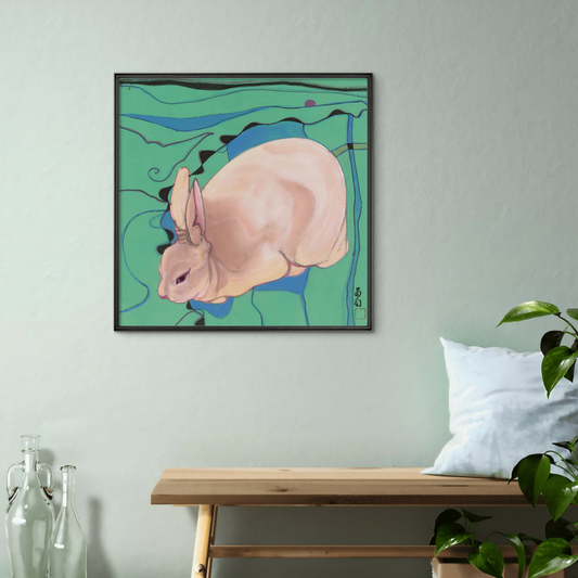 Green background yellow rabbit living room bedroom decorative painting