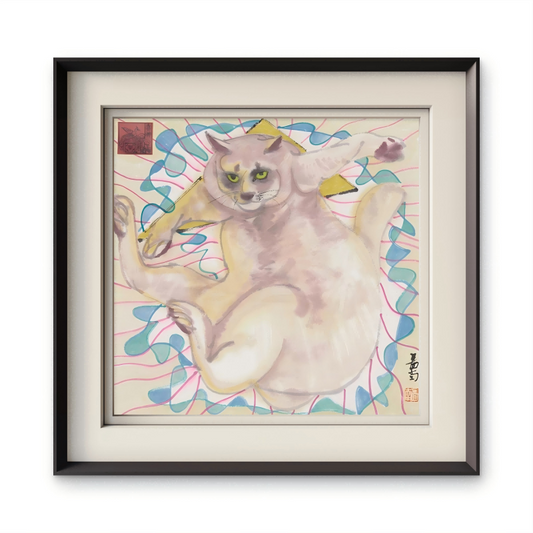 Modern simple white cat children's room decoration painting