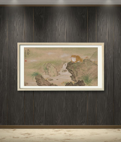 Frog Perched On A Rock - 12.99 x 24.8" - Sigurai