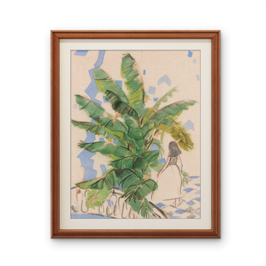 Girl under the tree Chinese painting antique painting authentic entrance living room decoration painting hanging painting