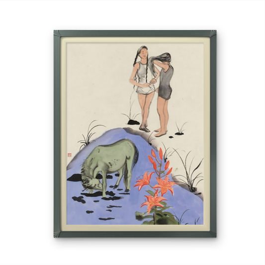 Romantic pastoral figure paintings for living room