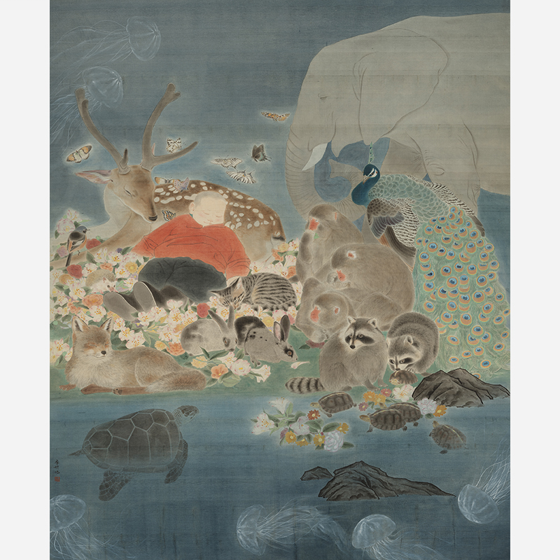 Large-format Asian-themed animal wall art