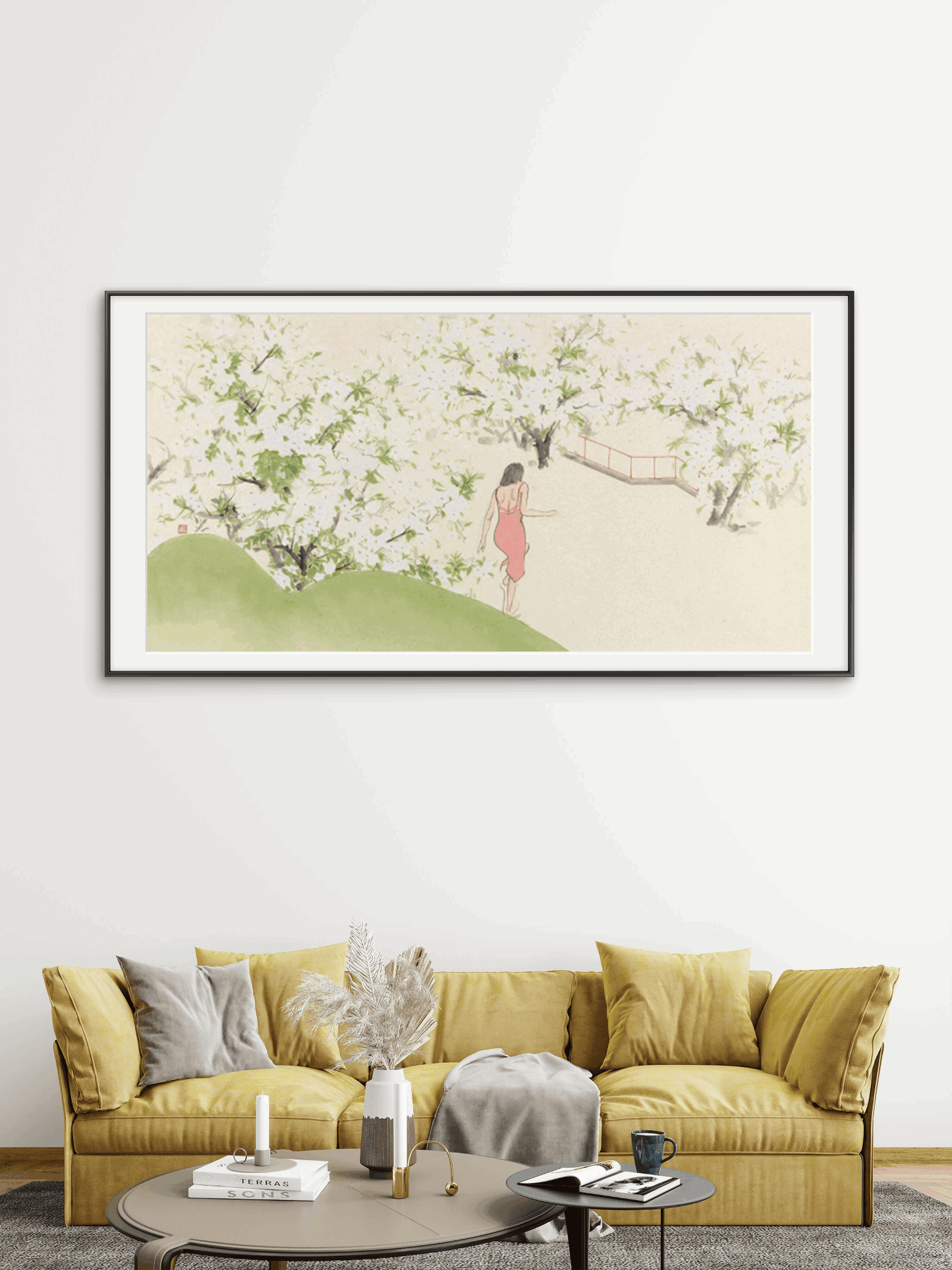 Kyoto-style traditional Japanese craftsmanship for entrance hall paintings, dining and living room decorations