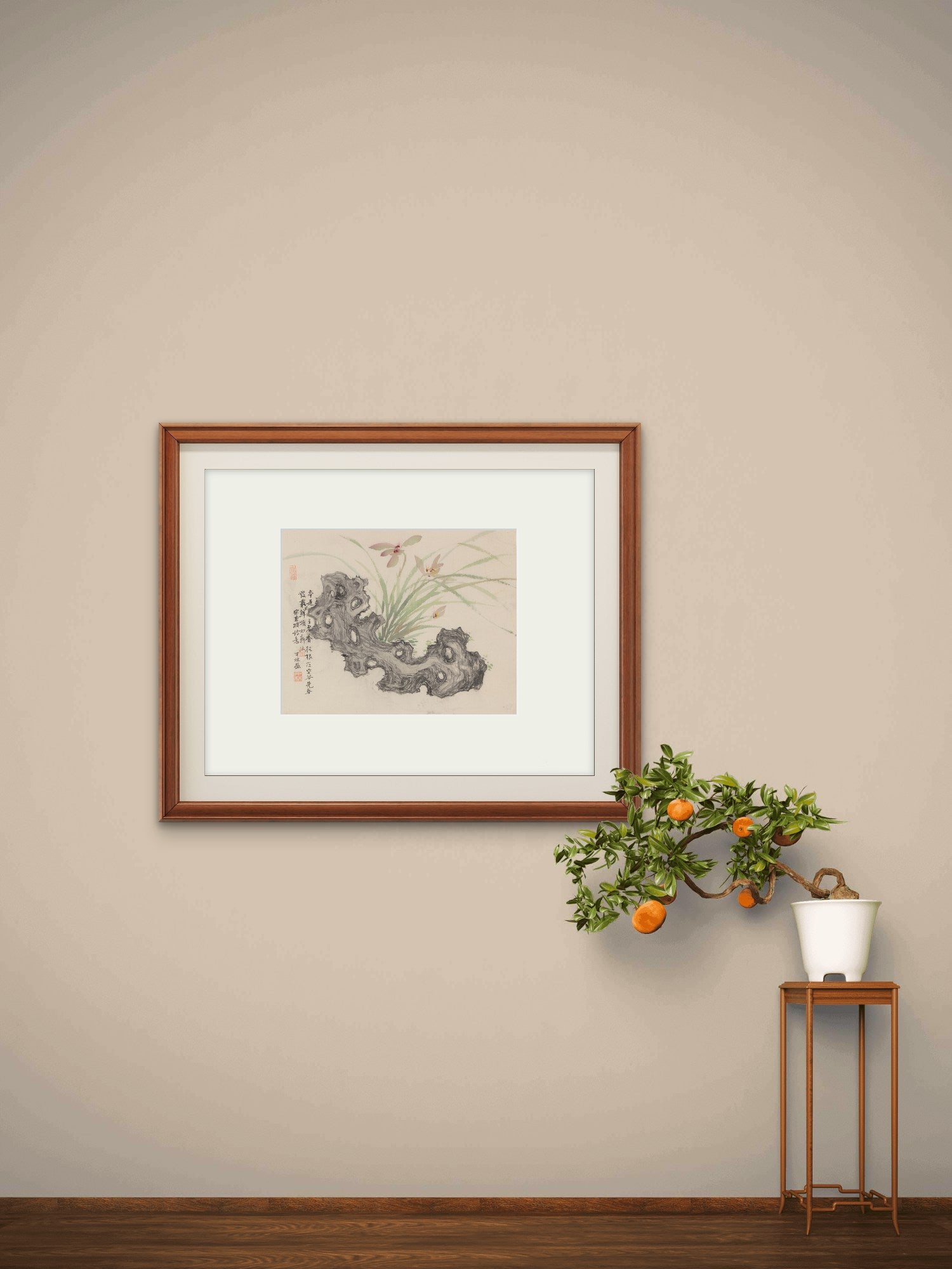 Asian Oriental Wall Art Canvas Prints - Chinese Painting Pictures for Bedroom Aesthetic Decor - Set of 4 Stretched and Framed 12X12 Artwork for Living Room Wall Decoration