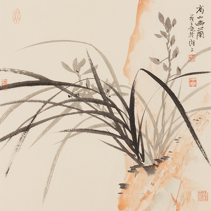 Beautiful silk scroll orchid paintings for Asian wall decorations