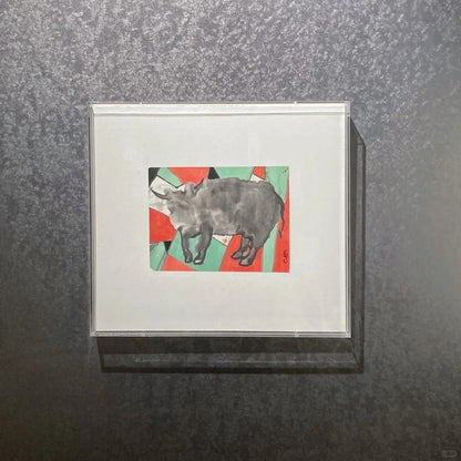 Chinese Zodiac Ink Brush Painting Quiet Ox for Sale