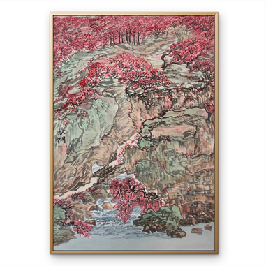 Zhang Tong - Traditional Chinese Red Mountain Decorative Paintings