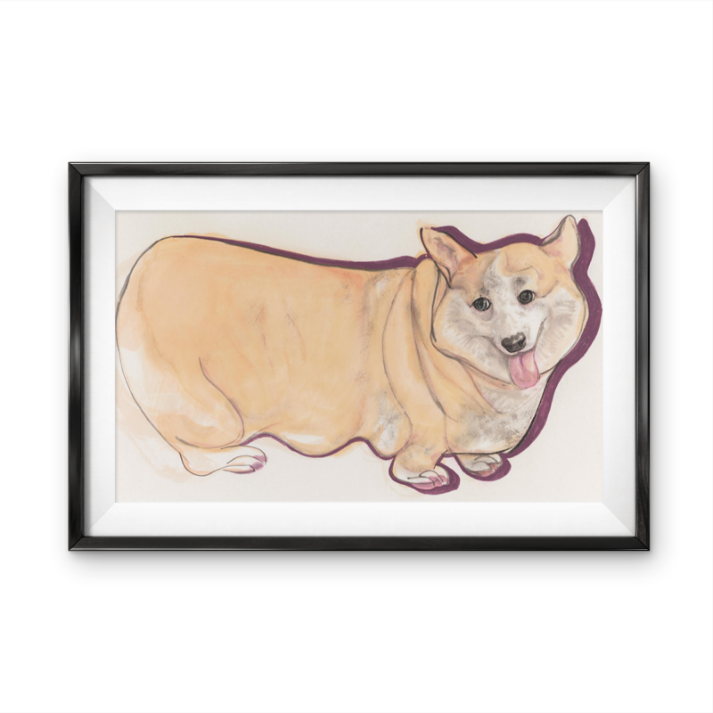 Yellow dog decorative painting for modern family living room and bedroom