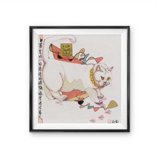 Modern simple white cat children's room decoration painting