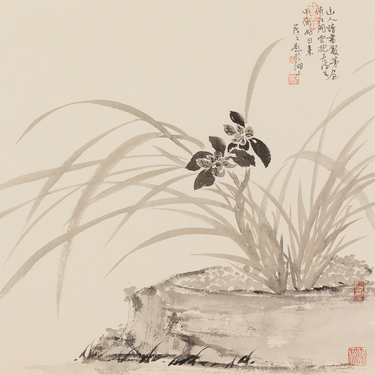 Asia Vintage Oriental Black Orchid Decor Wall Art 