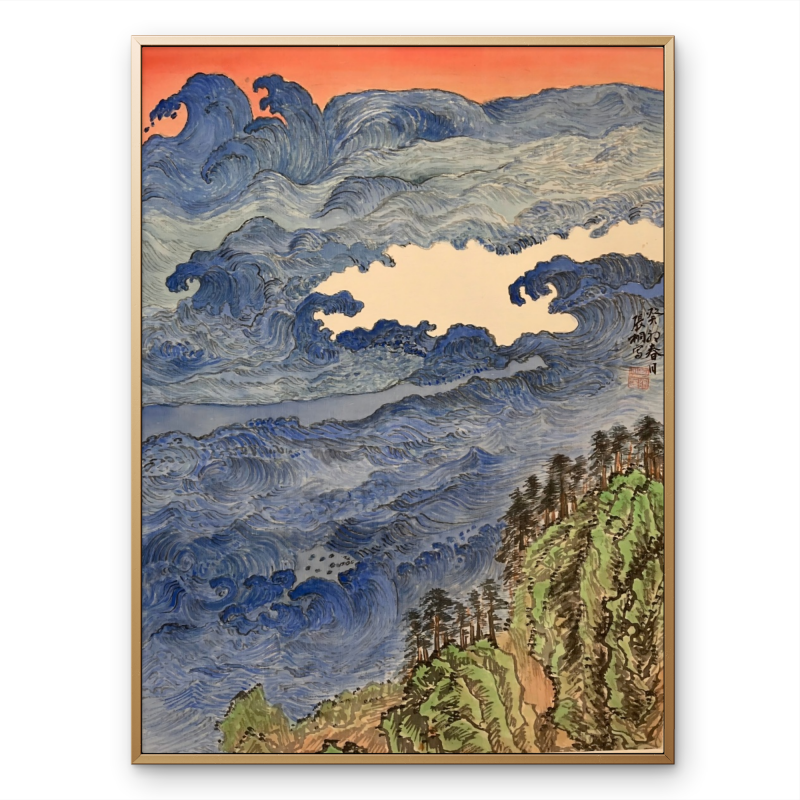 Master pure hand-painted Chinese landscape painting living room decorative painting office hanging painting sofa background wall painting backrest painting