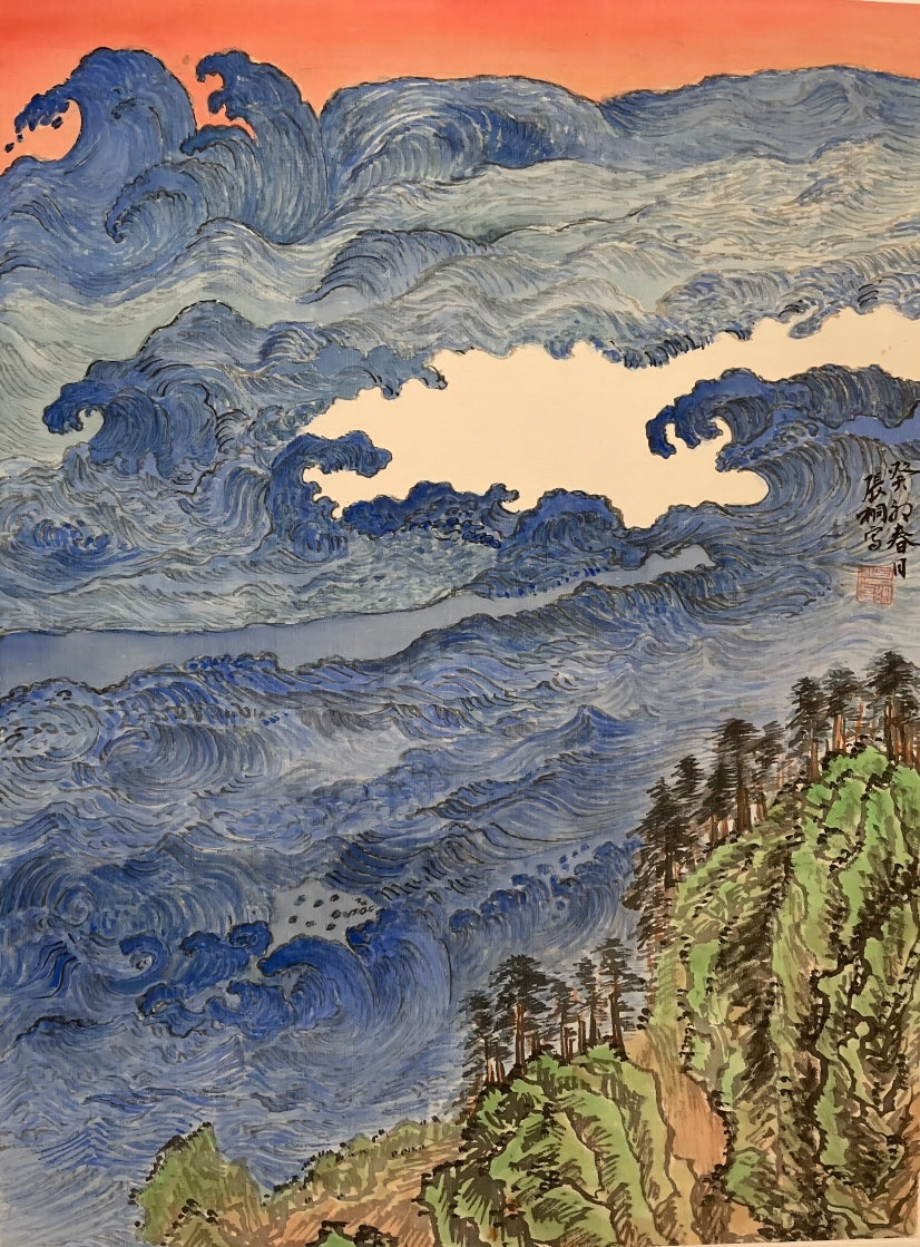 Master pure hand-painted Chinese landscape painting living room decorative painting office hanging painting sofa background wall painting backrest painting